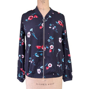 Cklass Fashionline Women's Blue Floral Bomber Jacket S